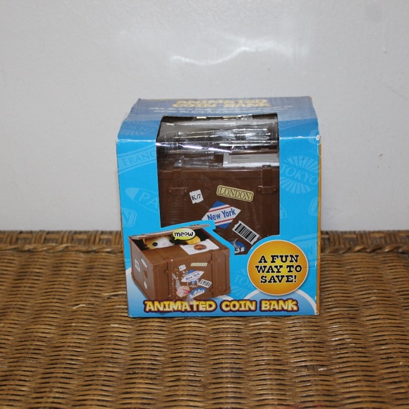 Cat In Suitcase Animated Coin Bank. - Picture 1 of 6